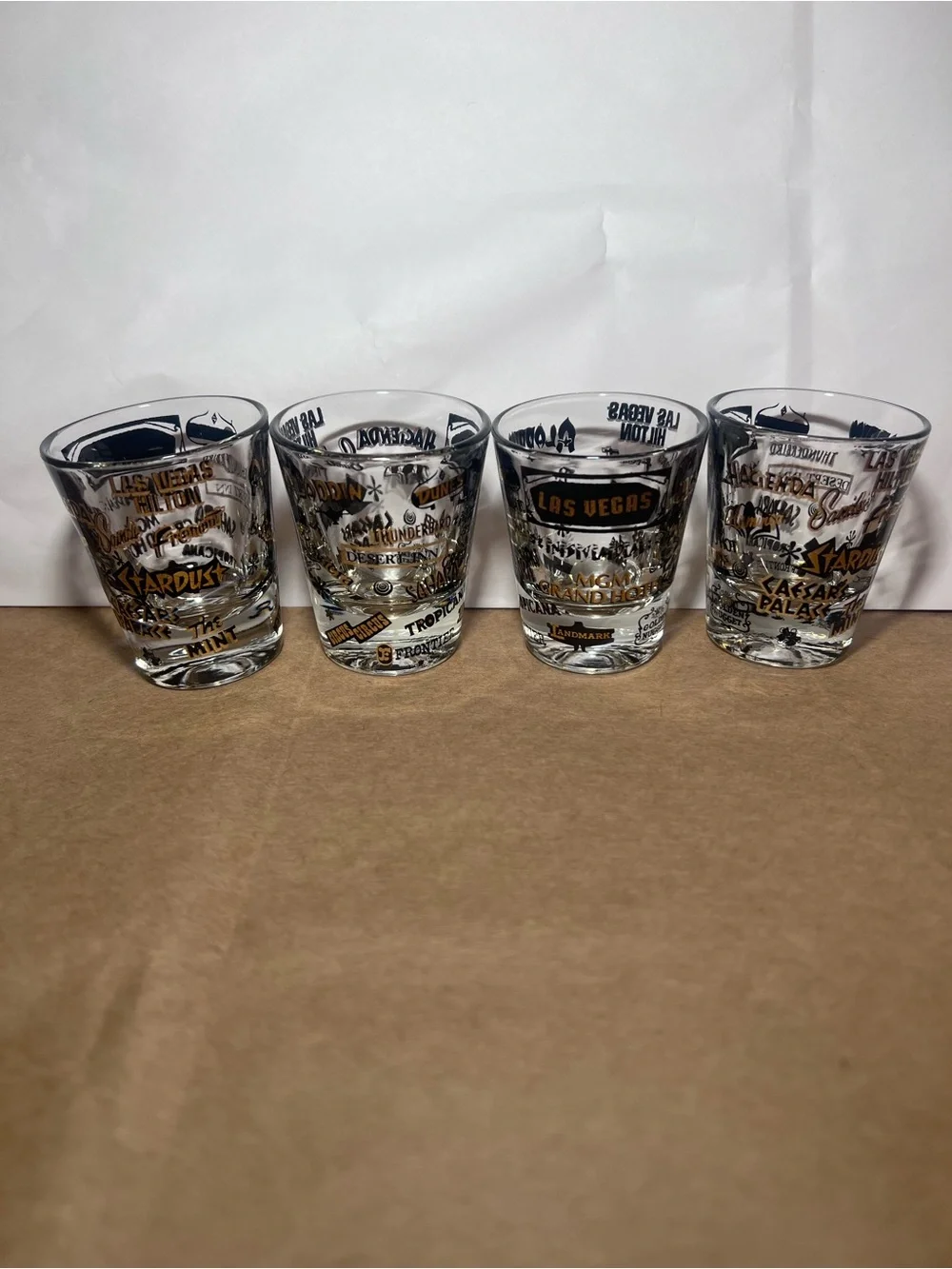 Vintage 70s Las Vegas Landmark Shot Glass - Set of 4